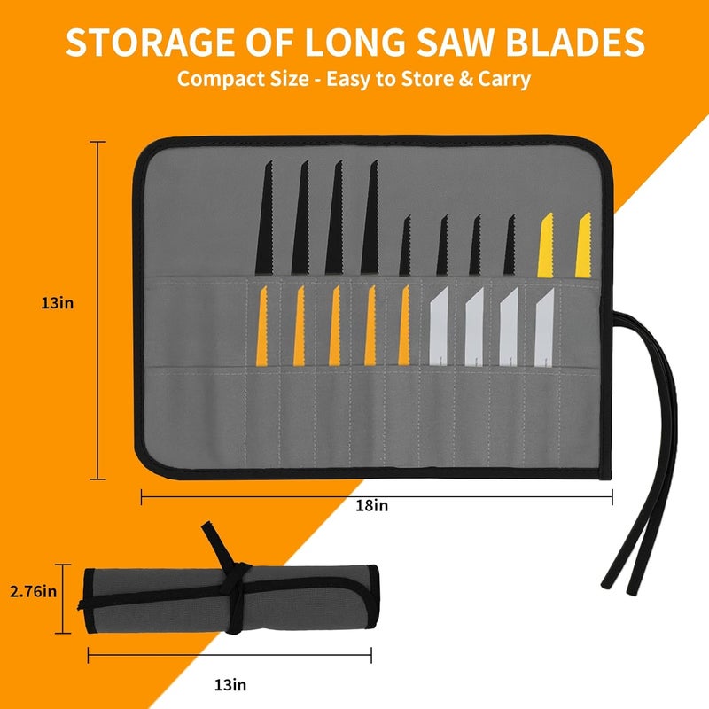 JCWPVA Portable Saw Blade Storage Case - Durable Grey Fabric Holder for Reciprocating, Jigsaw & Wood Pruning Blades - Compact & Lightweight for DIY, Contractors & Professionals (Case Only) - Image 2